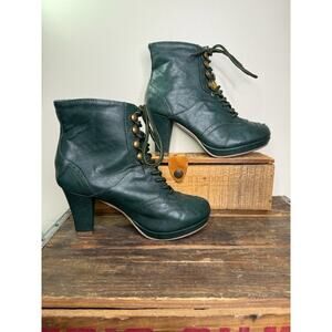 Bettie Paige By Ellie Black Lace Up Vintage Granny Heel Ankle Boot 6M
